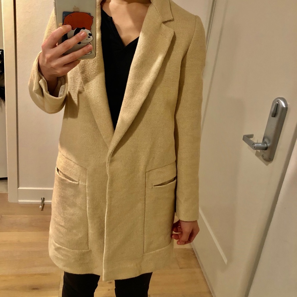 Zara Basic Collection Hemp Beige Coat - image 3